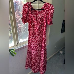 Reformation red floral midi dress